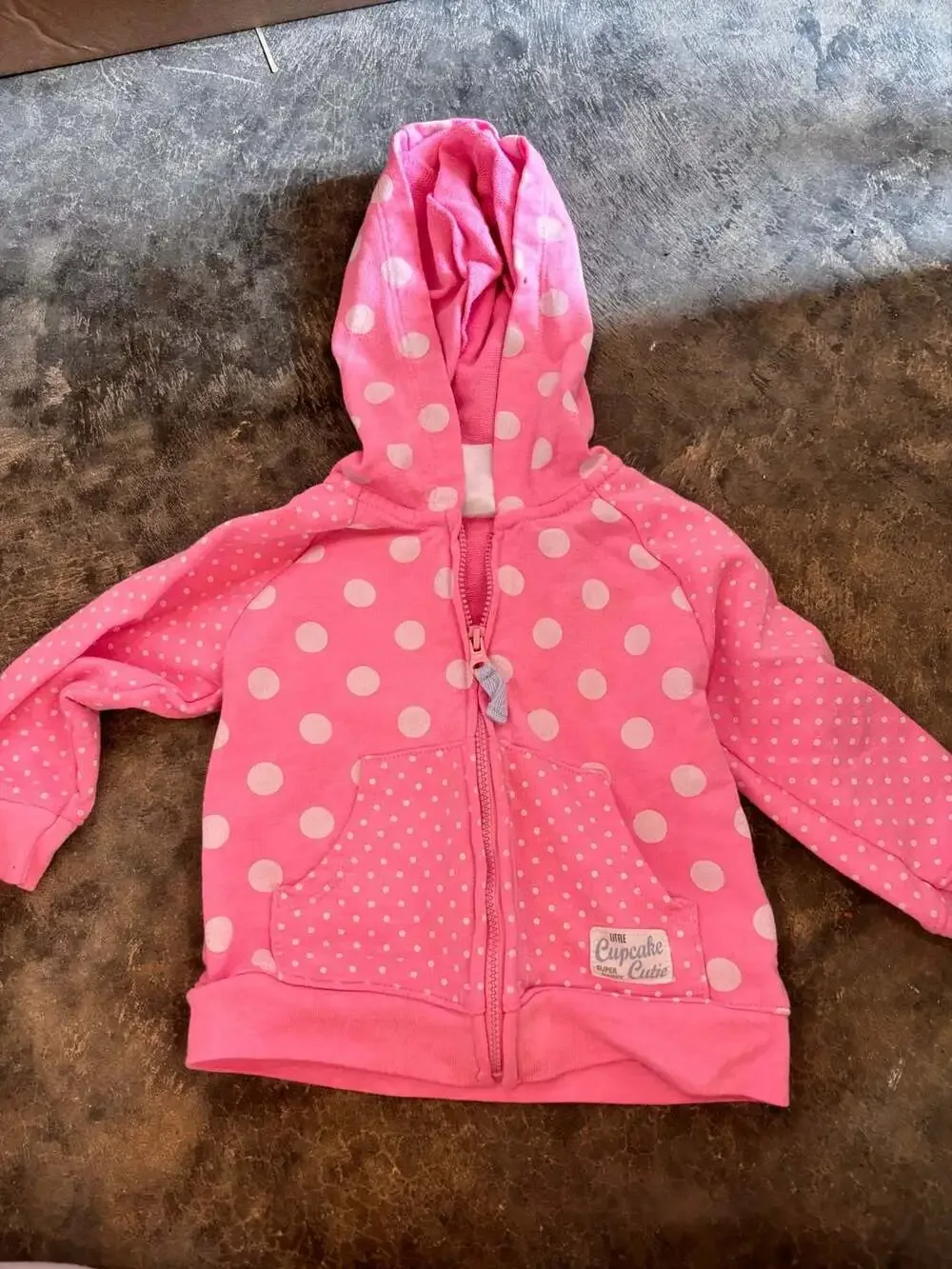 Carter's Pink & White Polka Dot Zip-Up Hoodie Jacket 12 Months